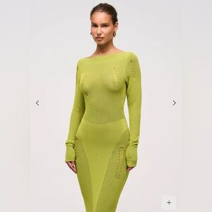 Scooped Neckline Knit Maxi Dress in Fig Leaf. Size XS/6